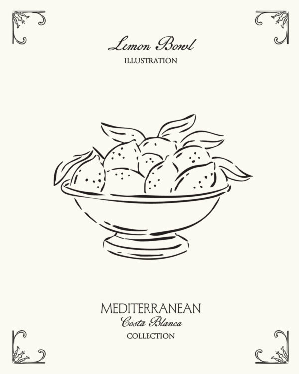 Minimal lemon illustration inspired by Mediterranean coastal aesthetics and the lifestyle of Spain’s Costa Blanca