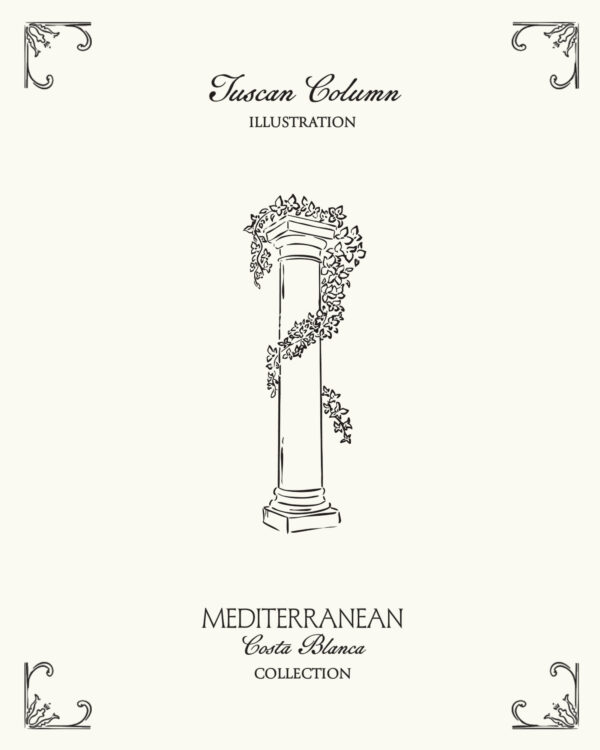 Mediterranean Tuscan column illustration inspired by classical coastal architecture